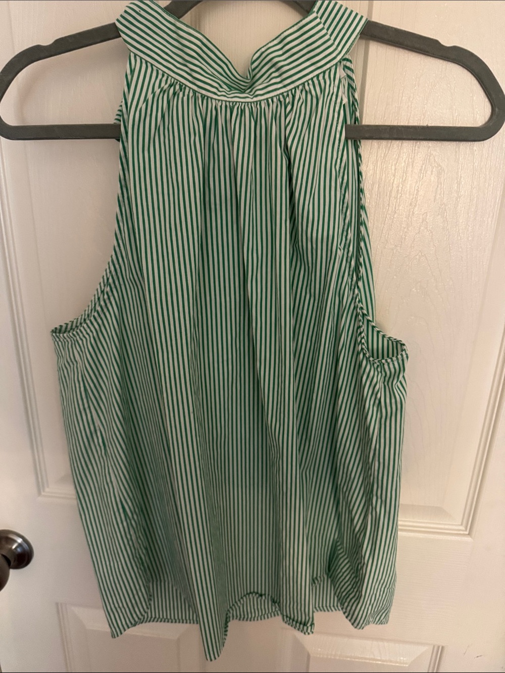 J. Crew Green and White Striped Halter Camisole